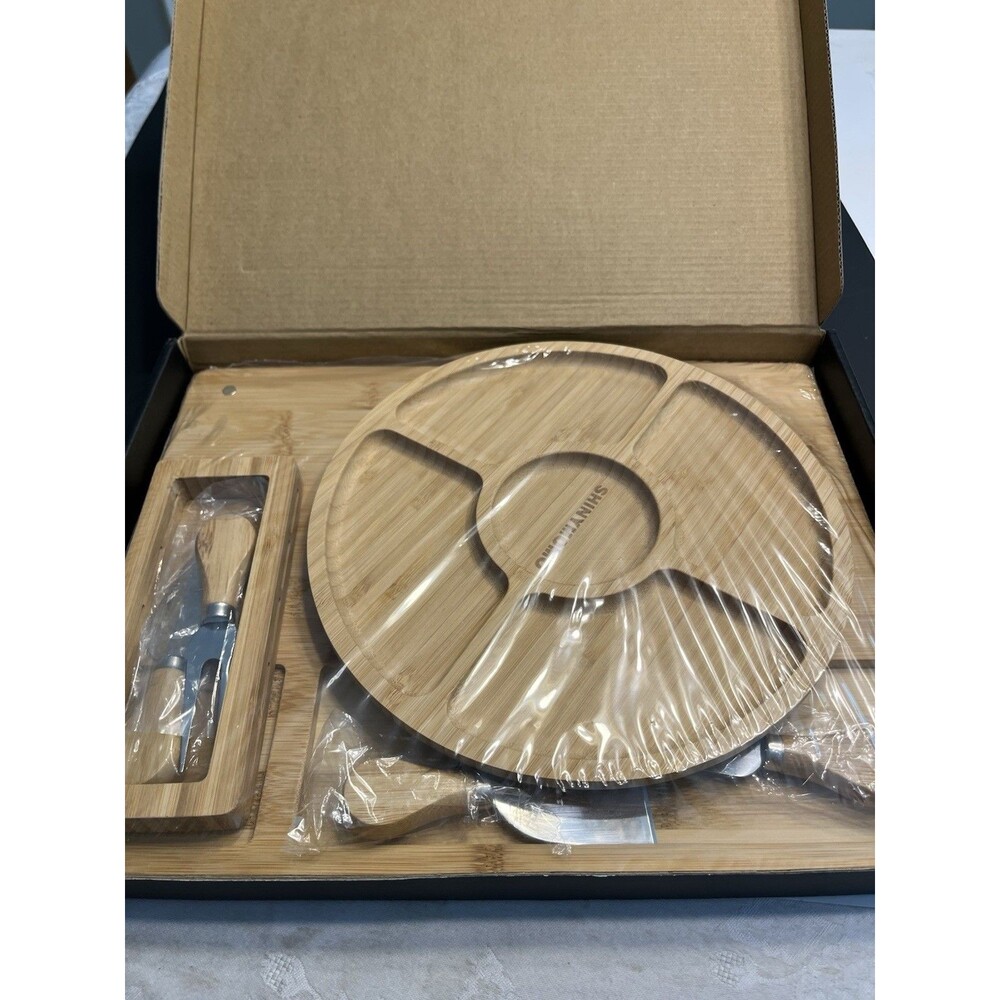 7pc Bamboo Wood Charcuterie & Cheese Serving Board Trays New Sealed